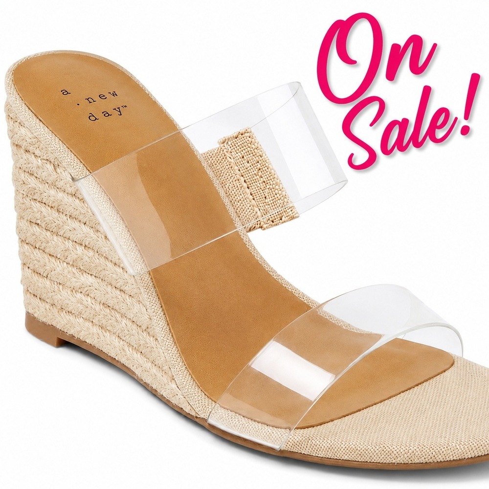 Women's Wedges by A New Day | Ansel Double Band Tan Size 9.5 New With Tags
